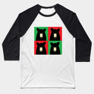 BLACK BEAR ON GREEN AND RED Baseball T-Shirt